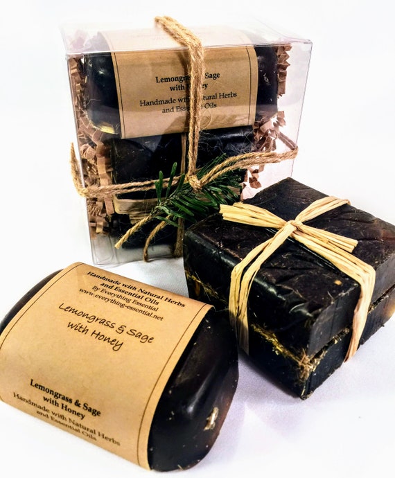 Lemongrass, Sage & Honey Soap Set - Gift Set - Bug Repellant, Antibacterial, Antiviral, Hypoallergenic, Natural, Hydrating, Acne Treating