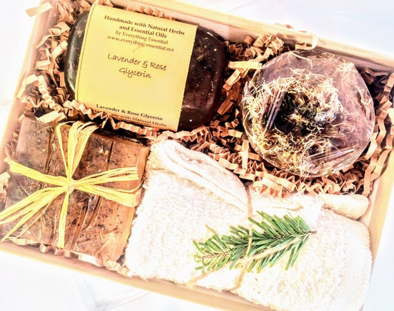 Lavender & Rose Glycerin with Cupcake Loofah Soap Set - Gift, Sensitive Skin, Antibacterial, Antiviral, Exfoliating, Natural, Hypoallergenic